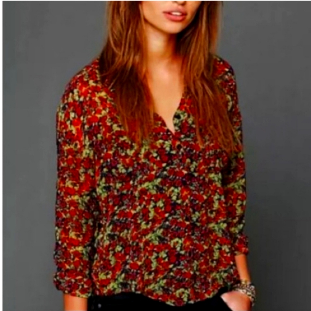 FREE PEOPLE  easy rider floral bluse